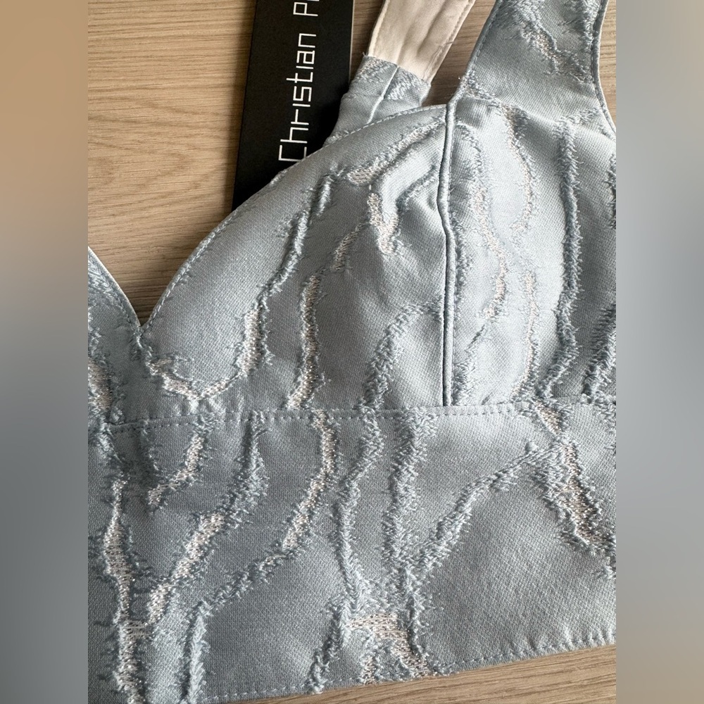 NWT Christian Pellizarri Blue Textured Bra Crop Top Made in Italy RARE - Picture 3 of 9